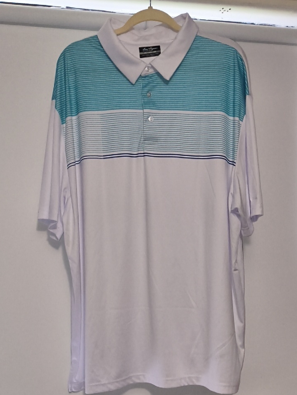 Hogan White Polo with Aqua Stripe Yoke